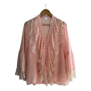 Coquette Sheer Lace Blouse Set Blush Pink Venus Womens 10 Romantic